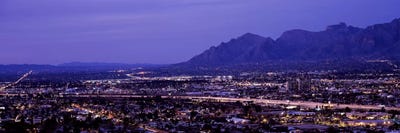Aerial view of a city at nightTucson, Pima County, Arizona, USA by Panoramic Images canvas print