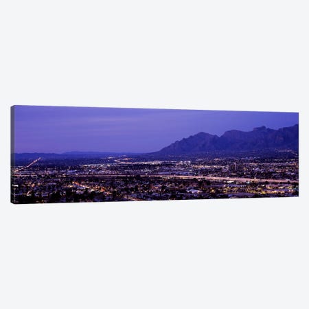 Aerial view of a city at nightTucson, Pima County, Arizona, USA Canvas Print #PIM8640} by Panoramic Images Canvas Art Print