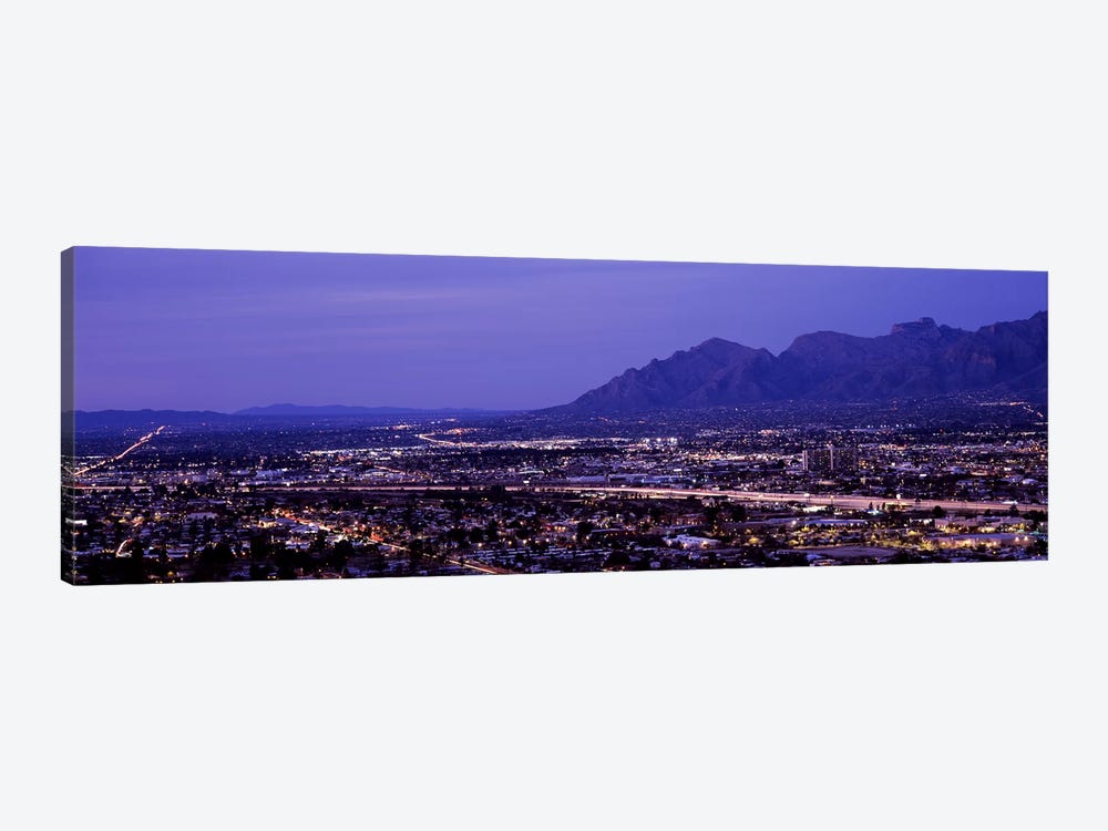 Aerial view of a city at nightTucson, Pima County, Arizona, USA by Panoramic Images 1-piece Canvas Print