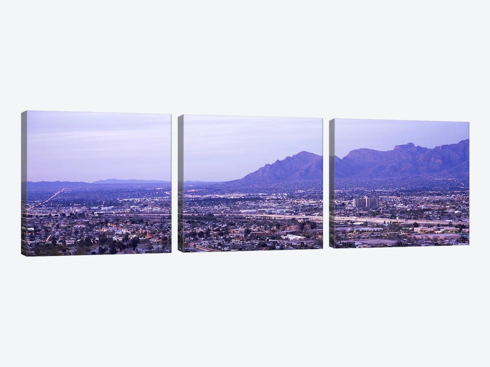 Aerial view of a city, Tucson, Pima County, Arizona, USA by Panoramic Images 3-piece Canvas Wall Art