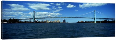 Bridge across a river, Ambassador Bridge, Detroit River, Detroit, Wayne County, Michigan, USA Canvas Art Print - Detroit Skylines