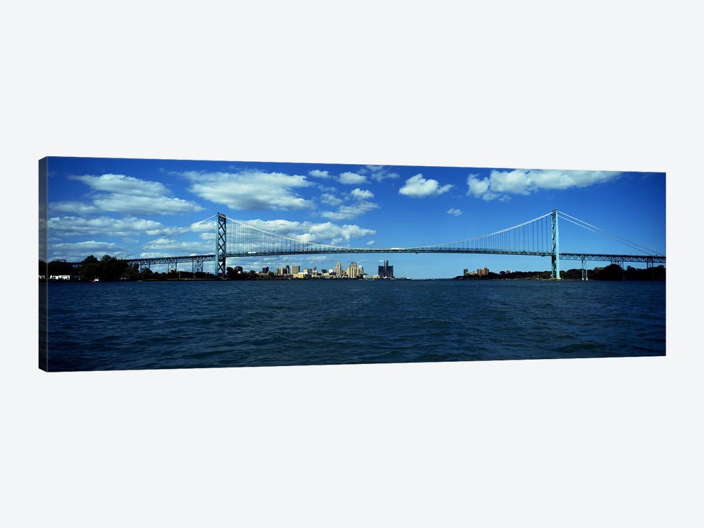 Bridge across a river, Ambassador Bridge, Detroit River, Detroit, Wayne County, Michigan, USA by Panoramic Images 1-piece Canvas Art