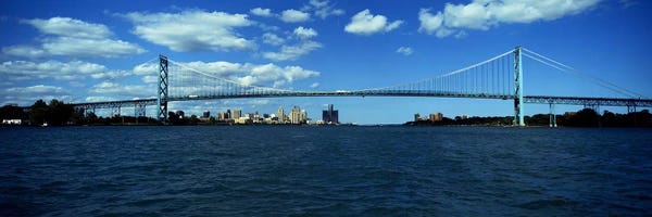 Michigan: Bridge across a river, Ambassador Bridge, Detroit River, Detroit, Wayne County, Michigan, USA by Panoramic Images