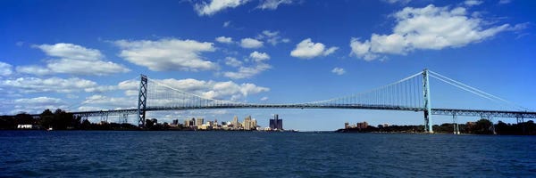 Michigan: Bridge across a riverAmbassador Bridge, Detroit River, Detroit, Wayne County, Michigan, USA by Panoramic Images