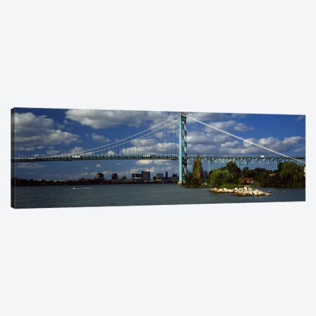 Bridge across a river, Ambassador Bridge, Detroit River, Detroit, Wayne County, Michigan, USA #2 Canvas Print #PIM8678} by Panoramic Images Canvas Wall Art