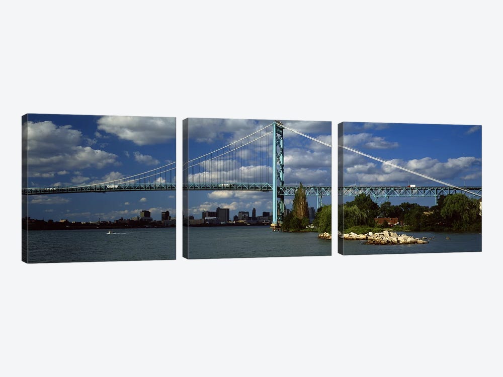 Bridge across a river, Ambassador Bridge, Detroit River, Detroit, Wayne County, Michigan, USA #2 by Panoramic Images 3-piece Canvas Art