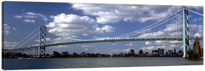 Bridge across a riverAmbassador Bridge, Detroit River, Detroit, Wayne County, Michigan, USA Canvas Art Print - Detroit Skylines