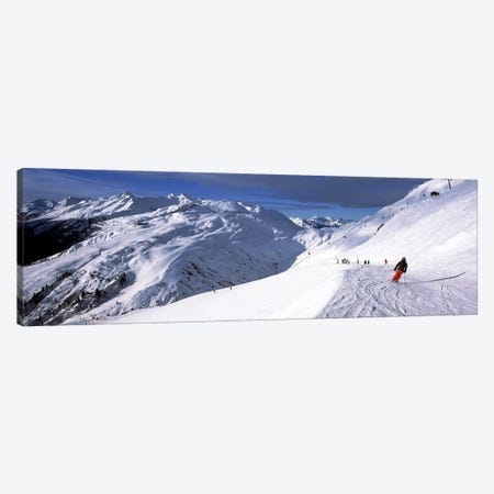 Tourists skiing in a ski resort, Sankt Anton am Arlberg, Tyrol, Austria Canvas Print #PIM8687} by Panoramic Images Canvas Wall Art