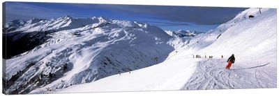 Tourists skiing in a ski resort, Sankt Anton am Arlberg, Tyrol, Austria Canvas Art Print