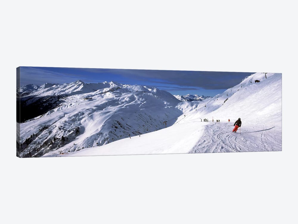 Tourists skiing in a ski resort, Sankt Anton am Arlberg, Tyrol, Austria by Panoramic Images 1-piece Canvas Artwork