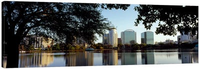 Buildings at the waterfront, Lake Eola, Orlando, Orange County, Florida, USA Canvas Art Print - Orlando Art