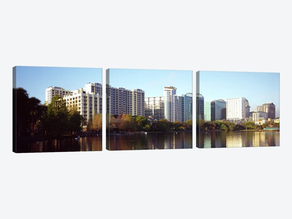 Buildings at the waterfront, Lake Eola, Orlando, Orange County, Florida, USA #3 by Panoramic Images 3-piece Art Print