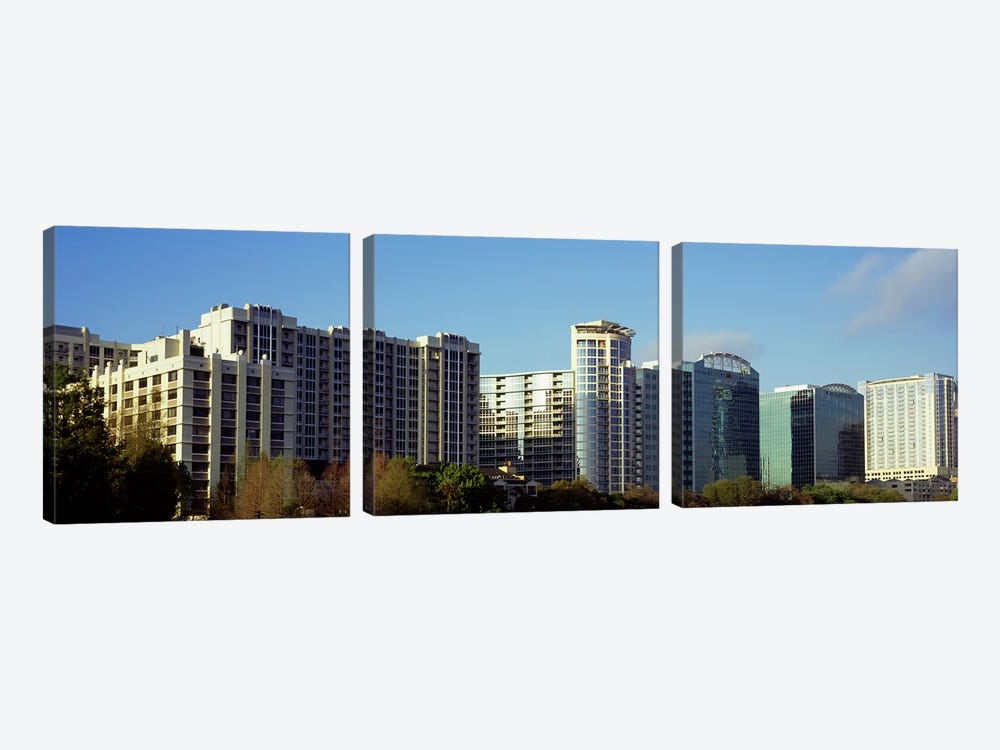 Skyscrapers in a city, Lake Eola, Orlando, Orange County, Florida, USA by Panoramic Images 3-piece Canvas Wall Art