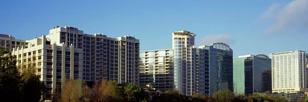 Orlando: Skyscrapers in a city, Lake Eola, Orlando, Orange County, Florida, USA by Panoramic Images