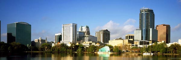 Orlando: Buildings at the waterfront, Lake Eola, Orlando, Orange County, Florida, USA 2010 by Panoramic Images