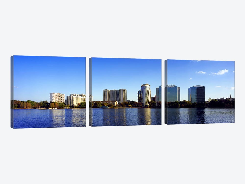 Buildings at the waterfront, Lake Eola, Orlando, Orange County, Florida, USA 2010 #2 by Panoramic Images 3-piece Canvas Artwork