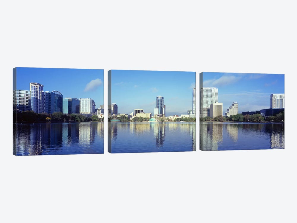 Buildings at the waterfront, Lake Eola, Orlando, Orange County, Florida, USA 2010 #4 by Panoramic Images 3-piece Canvas Art
