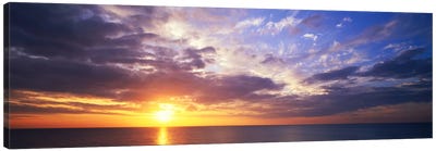 SunsetWater, Ocean, Caribbean Island, Grand Cayman Island Canvas Art Print - Cayman Islands