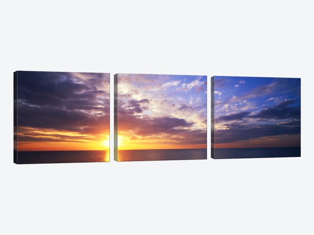 SunsetWater, Ocean, Caribbean Island, Grand Cayman Island by Panoramic Images 3-piece Canvas Artwork