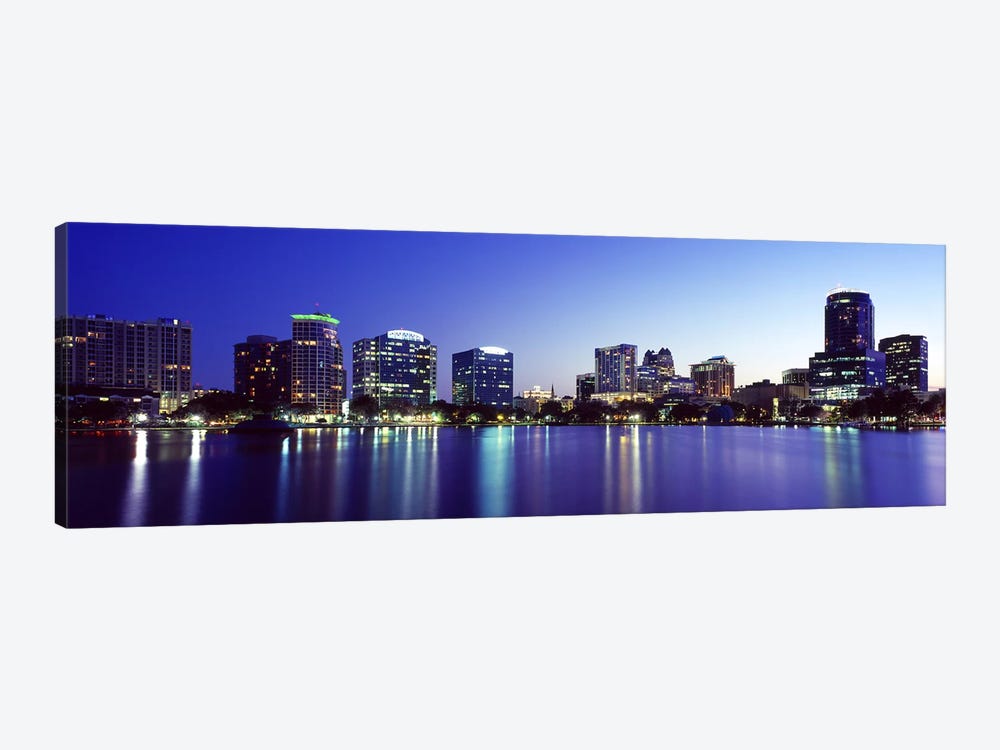 Buildings lit up at night in a city, Lake Eola, Orlando, Orange County, Florida, USA 2010 #2 by Panoramic Images 1-piece Canvas Art