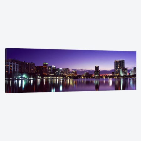 Buildings lit up at night in a city, Lake Eola, Orlando, Orange County, Florida, USA 2010 #3 Canvas Print #PIM8701} by Panoramic Images Canvas Art