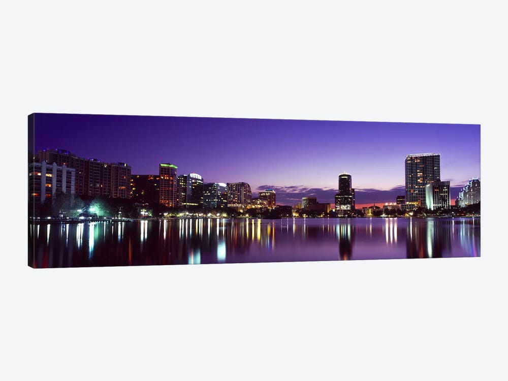 Buildings lit up at night in a city, Lake Eola, Orlando, Orange County, Florida, USA 2010 #3 by Panoramic Images 1-piece Canvas Print