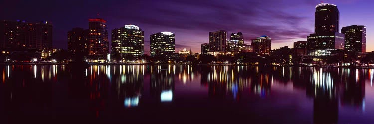 Buildings lit up at night in a city, Lake Eola, Orlando, Orange County, Florida, USA 2010 #4