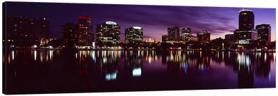 Buildings lit up at night in a city, Lake Eola, Orlando, Orange County, Florida, USA 2010 #4 Canvas Art Print - Orlando Art