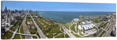 180 degree view of a city, Lake Michigan, Chicago, Cook County, Illinois, USA 2009 Canvas Art Print - Chicago Skylines