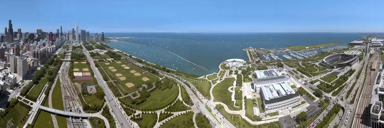 180 degree view of a city, Lake Michigan, Chicago, Cook County, Illinois, USA 2009