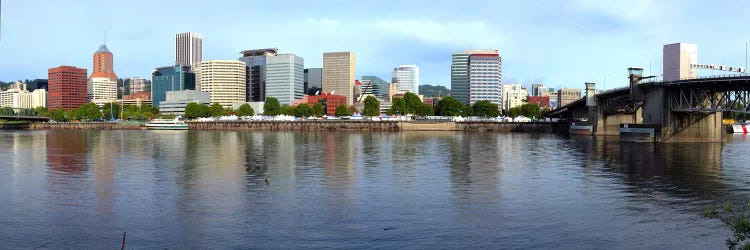 Buildings at the waterfront, Morrison Bridge, Willamette River, Portland, Oregon, USA 2010