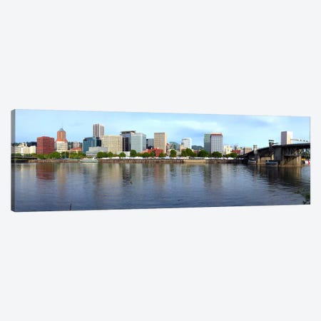 Buildings at the waterfront, Morrison Bridge, Willamette River, Portland, Oregon, USA 2010 Canvas Print #PIM8708} by Panoramic Images Canvas Wall Art