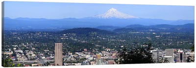 High angle view of a city, Mt Hood, Portland, Oregon, USA 2010 Canvas Art Print - Oregon Art
