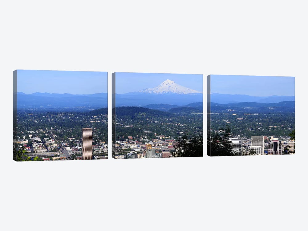 High angle view of a city, Mt Hood, Portland, Oregon, USA 2010 by Panoramic Images 3-piece Art Print