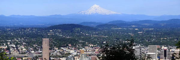 Oregon: High angle view of a city, Mt Hood, Portland, Oregon, USA 2010 by Panoramic Images