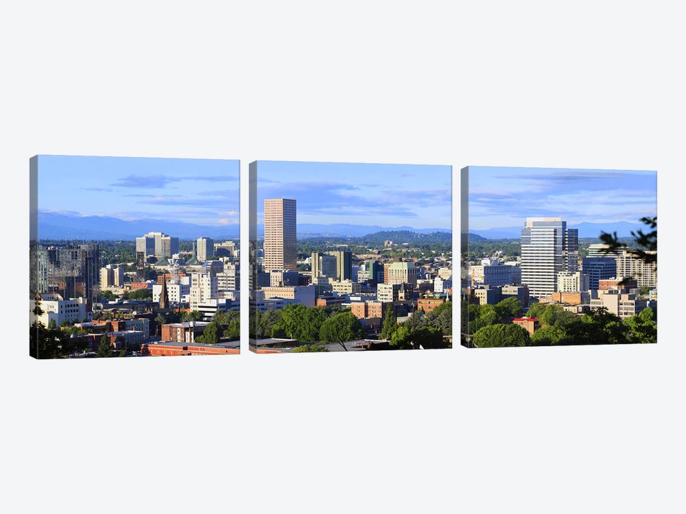 Skyscrapers in a city, Portland, Oregon, USA 2010 by Panoramic Images 3-piece Canvas Artwork