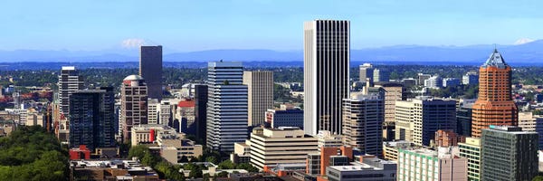 Portland: High angle view of a cityscape, Portland, Multnomah County, Oregon, USA 2010 by Panoramic Images