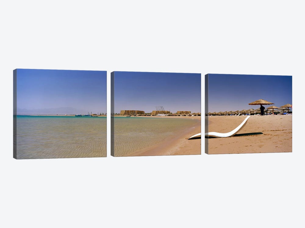 Chaise longue on the beach, Soma Bay, Hurghada, Egypt by Panoramic Images 3-piece Canvas Artwork