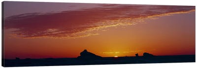 Silhouette of rock formations in a desert, White Desert, Farafra Oasis, Egypt Canvas Art Print - Egypt Art
