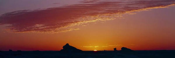 Egypt: Silhouette of rock formations in a desert, White Desert, Farafra Oasis, Egypt by Panoramic Images