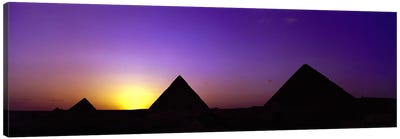 Silhouette of pyramids at dusk, Giza, Egypt Canvas Art Print - Pyramid Art
