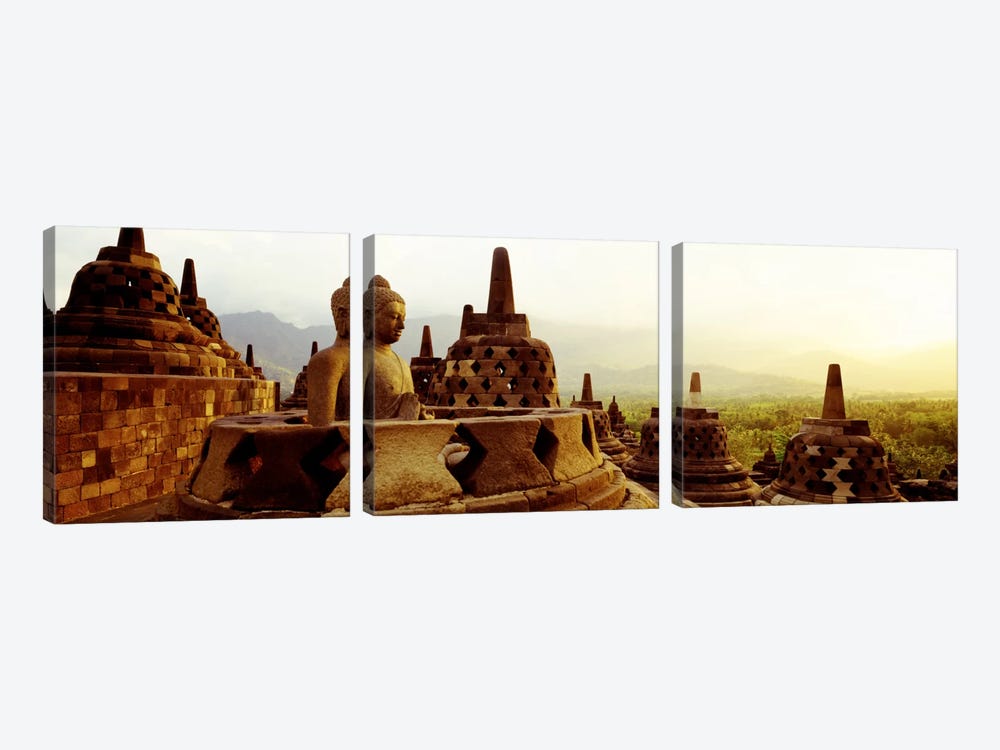 Indonesia, Java, Borobudur Temple by Panoramic Images 3-piece Canvas Art