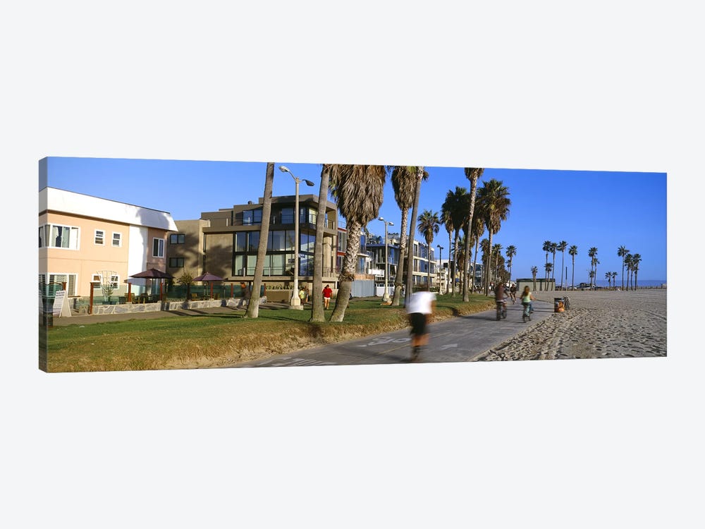 People riding bicycles near a beach, Venice Beach, City of Los Angeles, California, USA by Panoramic Images 1-piece Canvas Artwork