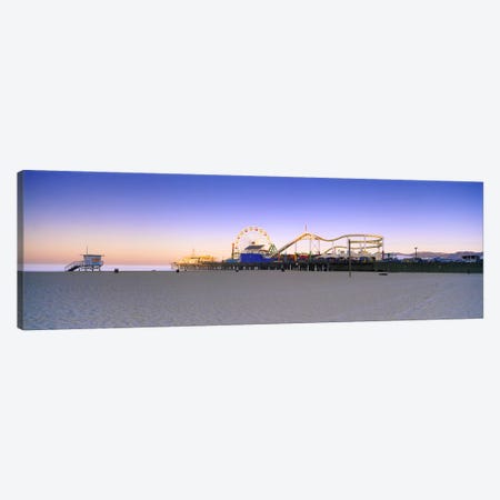Ferris wheel lit up at duskSanta Monica Beach, Santa Monica Pier, Santa Monica, Los Angeles County, California, USA Canvas Print #PIM8758} by Panoramic Images Art Print