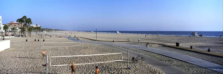 Tourists playing volleyball on the beach, Santa Monica, Los Angeles County, California, USA