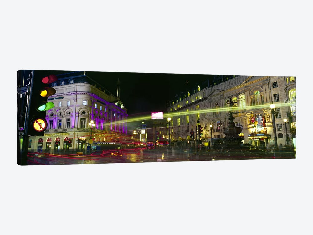 Blurred Motion View Of Nighttime Lights, Piccadilly Circus, London, England by Panoramic Images 1-piece Canvas Art Print
