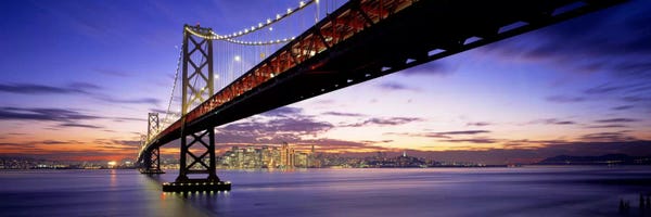 Lake Sunrises & Sunsets: Twilight, Bay Bridge, San Francisco, California, USA by Panoramic Images