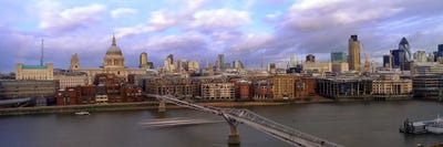 Bridge across a riverLondon Millennium Footbridge, St. Paul's Cathedral, London, England by Panoramic Images canvas print