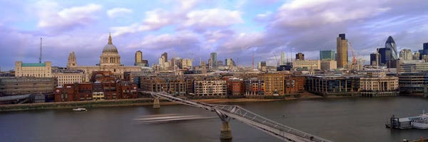 Bridge across a riverLondon Millennium Footbridge, St. Paul's Cathedral, London, England