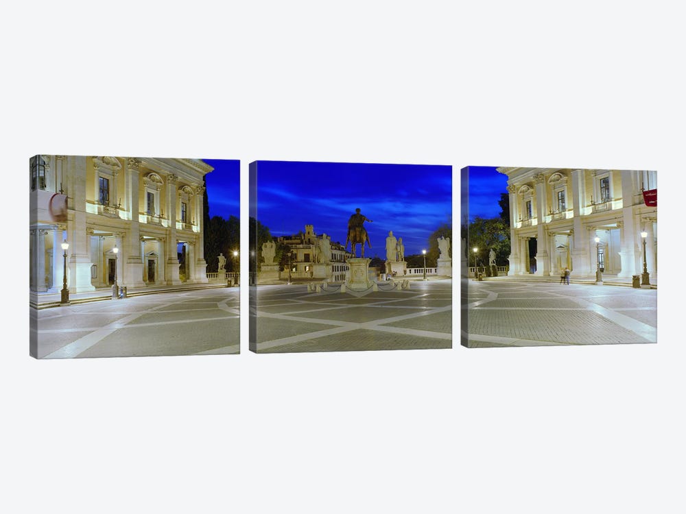 Marcus Aurelius Statue at a town square, Piazza del Campidoglio, Capitoline Hill, Rome, Italy by Panoramic Images 3-piece Canvas Art